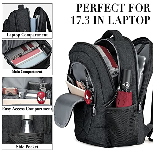 BIKROD 17-Inch Travel Laptop Backpack - Water Resistant School Bag for Teens and Business Use with USB Charging Port
