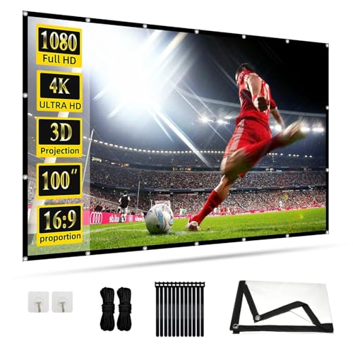 Image of 120 inch Projection Screen 16:9 Foldable Anti Light Portable Projector Movies Screens for Home Theater Outdoor Indoor Support Front Projection