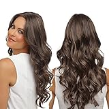 Anfei Women's Pastel Wavy Wig Curly Wavy Shoulder Length Pastel Cosplay Wig with Wig Cap (27 Inches) (Dark Brown)
