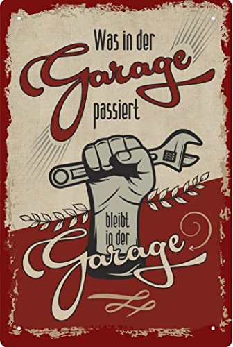 Geschenkeparadies 24 Vintage Blechschild 'Garage Geheimnis' 20x30cm