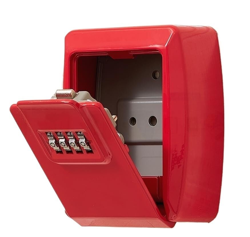 OIFAODAO, With 4 Digit Password Key Lock,Secure Combination Safe,Waterproof Hidden Box For Indoor Outdoor Home Office Garage School,Key Box(Red)