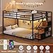 ADORNEVE Low Bunk Bed Twin Over Twin with Storage Staircase, Drawers & Shelves, RGB LED Lights Metal Floor Bunk with Power Outlet, Full-Length Guardrail & Metal Slats, for Small Space, Kids, Black