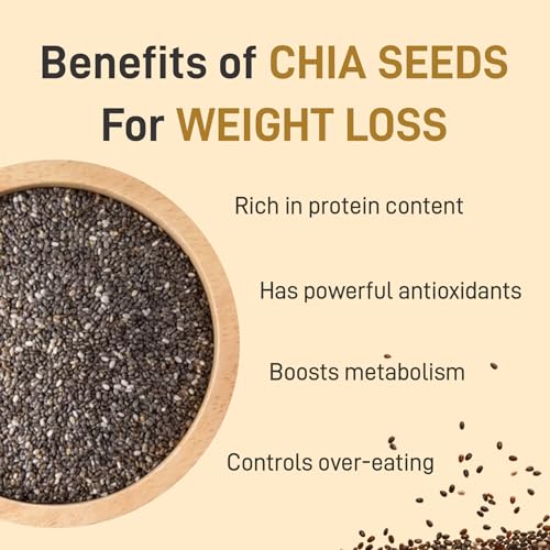 Image of Kihaa Raw Chia Seeds for Weight Loss with Omega 3,Zinc and Fiber,Calcium Rich /Protein Chia Seeds (400 gm)