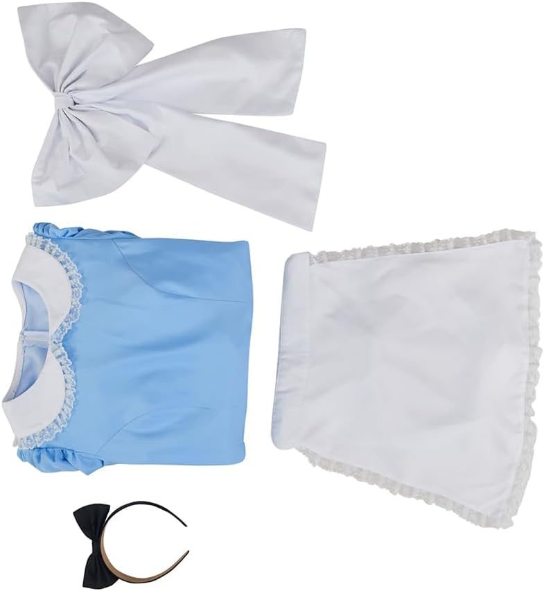 VintageCos Alice Costume Blue Maid Apron Fancy Dress Princess Lolita Uniform with Hairband for Halloween
