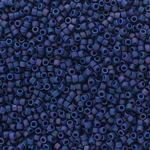Miyuki Delica 11/0 Frosted Glazed Rainbow Blue Indigo Matte AB 50gms Bag of Japanese Glass Beads