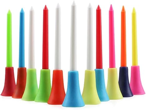 Rubber Cushion Top Golf Tees,50pcs Plastic 83mm Mixed Colors Tees