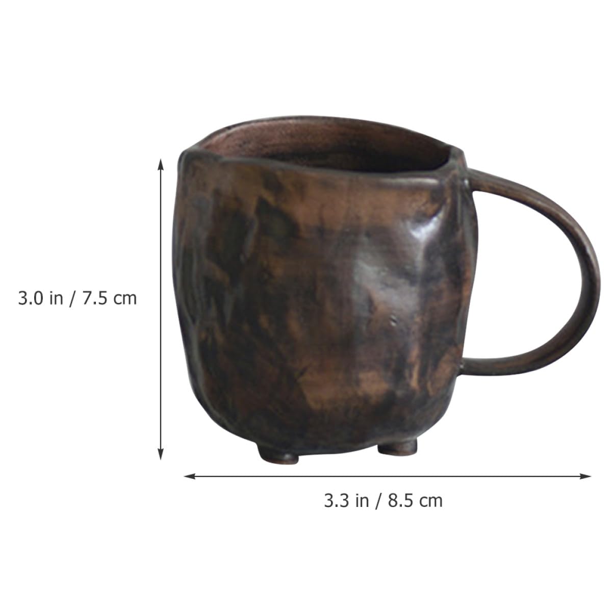 Vintage Tasse 300ml aus Keramik mit Dekorativem Design | Handbecher, Keramik Haferflockenbecher, Schwarz, Einfache Reinigung, Japanischer Stil