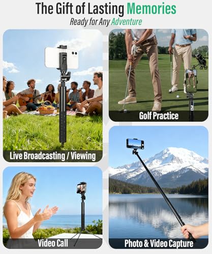 BMZX Golf-Stativ, Einbeinstativ, 119,4 cm, Selfie-Stick für Golfschwungtraining und -aufnahmen, mit Spike, Stativ, Handyhalterung, 1/4-Zoll-20-Schraube, Tragetasche, kompatibel mit iPhones, Android