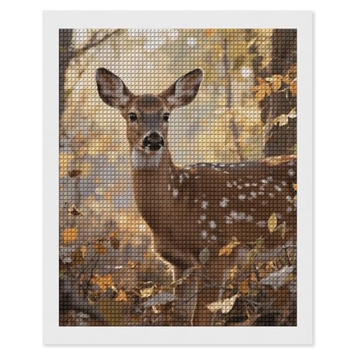 Peinture diamant cerf 5D pour sublimer votre décoration murale de salon avec strass carrés maccbn