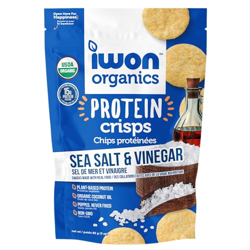 Iwon Organics Protein Crisps, Sea Salt & Vinegar, Vegan Friendly, Kosher, USDA Certified Organic, Gluten Free & Non-GMO, 3 Ounce (Pack of 8) image 3