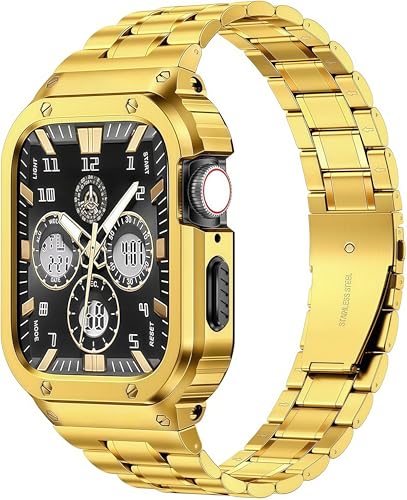 Image of MioHHR Stainless Steel Band with Case for Apple Watch Bands 41mm /40mm /38mm