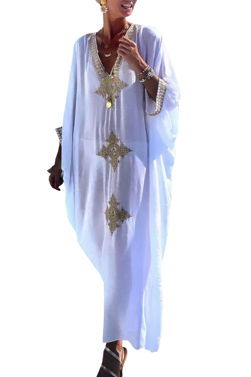 LikeJump Kaftan Kimono Homewear para Mujer Pareos de Playa Maxi Vestido Bikini Cover Ups Tops