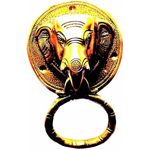 Purpledip Brass Elephant Head Door Knocker Cover