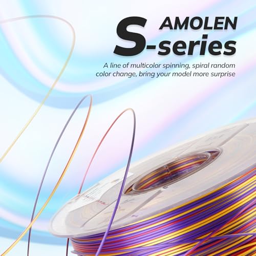 Image of AMOLEN Silk PLA 3D Printer Filament, Shiny Multicolor Rainbow PLA Filament 1.75mm, Fast Color Change PLA 3D Printing Filament for Most FDM 3D Printer, Gold Purple Red, 1kg (2.2lbs)