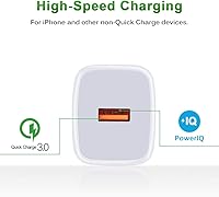 Vista 4 de Cargador USB 3.0 de carga rápida, paquete de 2 enchufes de pared de carga rápida, bloque de alimentación adaptativo compatible con iPhone 17 Pro Max
