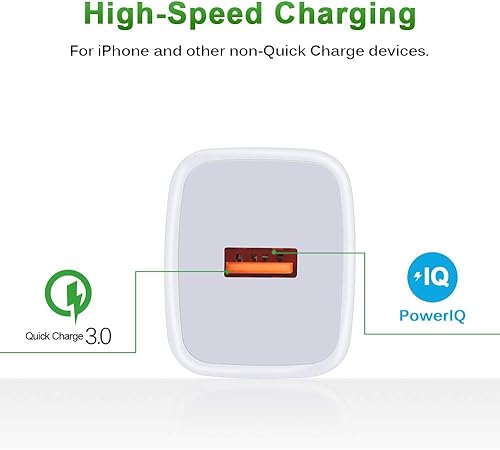 Miniatura 4 de GiGreen - Cargador USB de carga rápida 3.0, paquete de 2 unidades, enchufe de pared de carga rápida adaptable bloque de alimentación compatible con