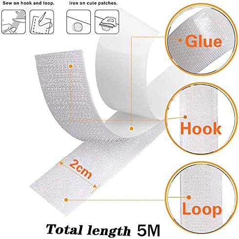 XIAO MO GU Self Adhesive Hook and Loop Tape, Heavy Duty Self Adhesive Sticky Back Tape Fastener Sticky Tape 20mm x 5m