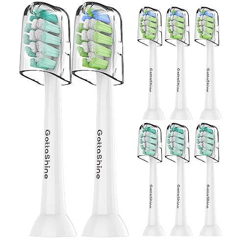 GottaShine Replacement Toothbrush Heads for Philips Sonicare Replacement Heads, Sonicare Replacement Brush Head Compatible with C1 C2, 4100 5100 and More Snap-on Handles, Aseptic Packing, 8 Pack