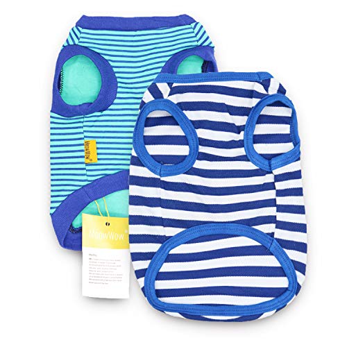 MeowWow Small Dog Clothes Summer Shirts for Dogs Striped Cotton Tshirts Puppy T-Shirt