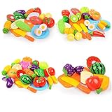 Este adorable juego de juegos de alimentos fingido seguramente mantendrá la imaginación de los niños que se ejecutan salvajes. Ideal para aprender sobre los grupos de alimentos y hacer elecciones saludables. Anime a su hijo a jugar imaginativamente y creativamente. También viene una bolsa de transporte para una mejor organización.