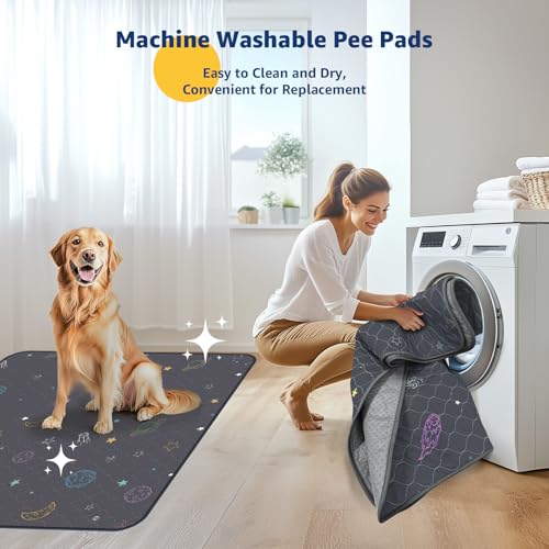 Image of LOOBANI Pee Pads for Dogs Washable: Reusable Dog Pee Pads for Medium Pet, 2 Pack Waterproof Puppy Whelping Pads 36 inch x 41 inch, Non-Slip Potty Training Mat for Dog Playpen, Floor, Cage, Sofa, Crate, Grey
