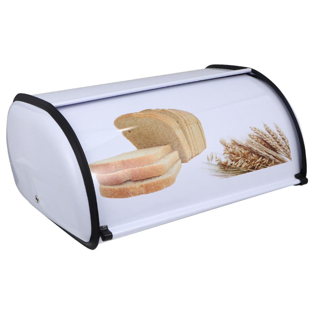 Pequeña Caja de Pan de Color Blanco Metálica con Tapa para Cocina