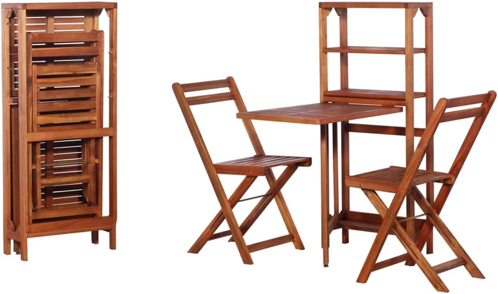 3 Piece Folding Bistro Set,Balcony Furniture,Outdoor Table Chairs,Afternoon Tea Suit,Patio Furniture Set,Perfect for Patio, Garden, Porch,Family Room,Sitting Area, Solid Acacia Wood