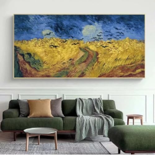 Champs de blé et corbeaux de Van Gogh impression toile 40x80cm
