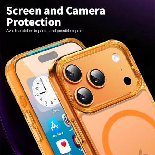 Image of Elzzi Translucent Clear Back Cover Compatible with iPhone 17 Pro, PC Shockproof Scratch Resistant, Non-Yellowing, Support Mag-Safe Wireless Magnetic Charging Case - Cosmic