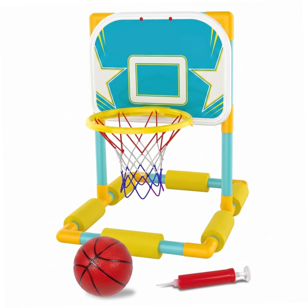 Canestro da Basket Galleggiante per Piscina, Set Canestro da Basket per Piscina, Gioco Gonfiabile con Palline in Acqua con Palline e Pompa per Bambini e Adulti, Stile1