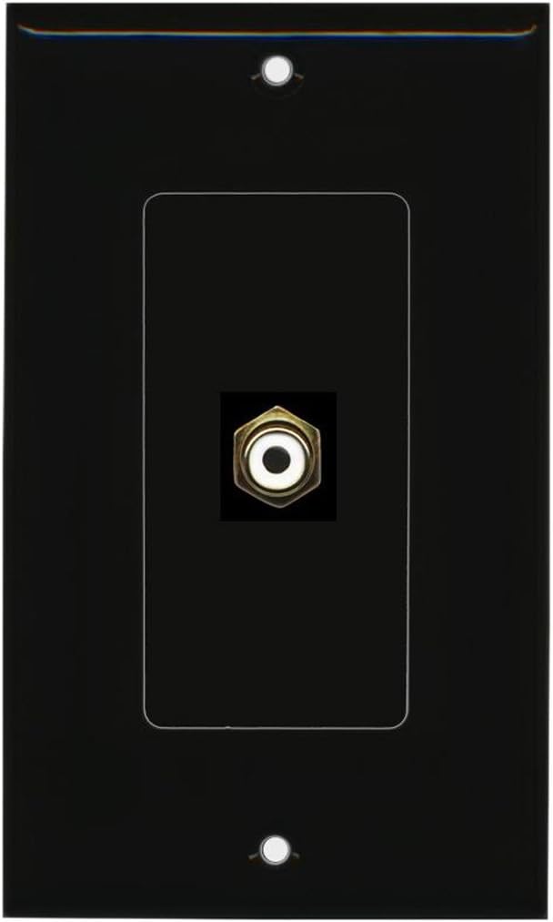 RiteAV - 1 RCA White for Subwoofer Audio Port Wall Plate Decorative - Black - Bracket Included