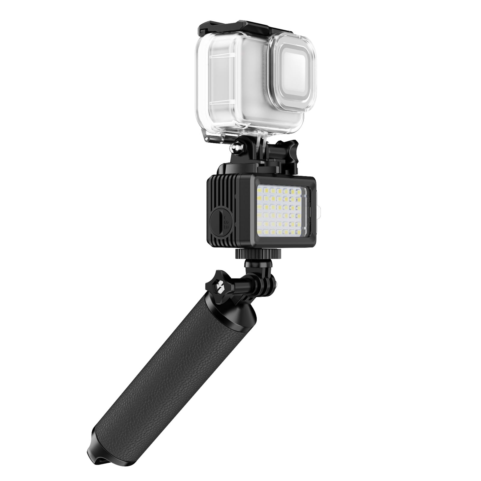Aoresac Kit Luce Subacquea a LED Impermeabile 40M Kit Luce Subacquea 5W 2700-5600K Batteria Incorporata 7 Effetti Scena con Bastone Galleggiante, per la Registrazione Video