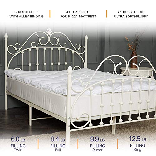 Sufuee King Mattress Topper Down Alternative Overfilled 2" Thick Mattress Pad Soft Fluffy And Warm Mattress Cover Hotel Quality Pillow Top #TOP6