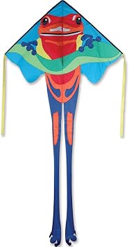 Large Easy Flyer Kite - Poison Dart Frog 46" X 90" with 300 Ft 30lb Test Kite String and Winder