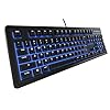 SteelSeries Apex 100 Teclado para juegos – Táctil y silencioso – Retroiluminación LED azul – Resistente a salpicaduras – Controles multimedia (renovado)