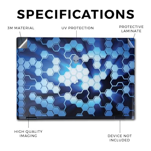 Image of Laptop Skin Compatible with Alienware M16 R2 (2024) - Shining Hex - Premium 3M Vinyl Protective Wrap Decal Cover - Easy to Apply | Crafted in The USA by MightySkins