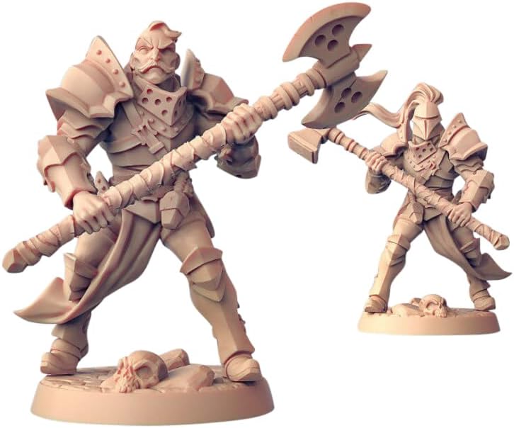 TYL Human Fighters Guild Unpainted Miniature for War Gaming | RPG Scale Figures, Detailed Tabletop Board Game Accessories | Realistic Tabletop Miniatures (D, 32mm)
