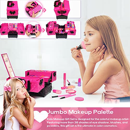 Kids Makeup Kit For Girl - 52 Pcs Safe And Washable Makeup For Kids, Real Girls Makeup Kit, Toddler Makeup Kit With Cosmetic Case, Girls Toys Age 4-12, Princess Toys Birthday Gifts For Girls #TOP3