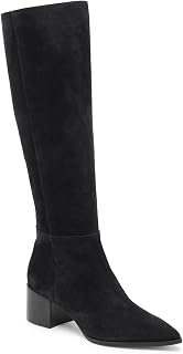 Coutgo Womens Wide Calf Knee High Boots Chunky Heel Side Zipper Tall Boots | 2.1-Inch Stacked Heel, Pointed Toe, Pull On, Fall Winter Long Boots, Dress Casual, Work, Going Out