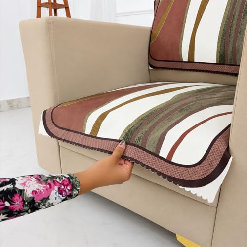 Image of Homerz Premium 'Luxe Series' Holland Velvet Sofa Cover | Smooth Finish | Anti-Skid Fleece Backing | Soft Touch Couch Protector for Living Room (Ocean Crest, 1 Seater, Seat Cover with Backrest)