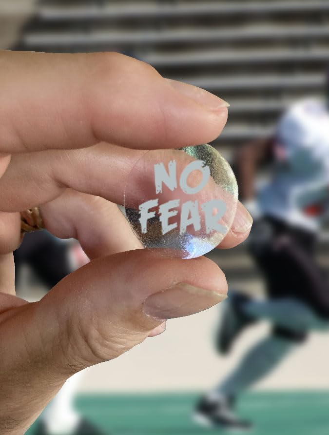 No Fear Award Decals Thick mil Vinyl 1-1/8" Diameter (100 Decals) (Silver on Clear)