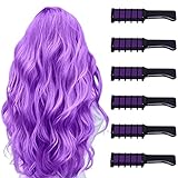 6PC Purple Mini Hair Chalk For Girls Gifts Washable Bright Hair Chalk Combs Temporary Hair Color for...