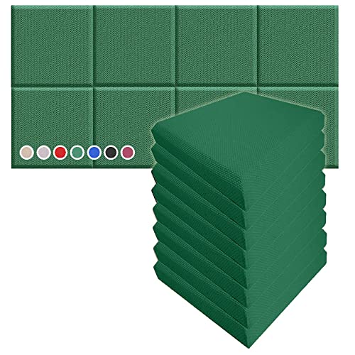 Arrowzoom 8 High Absorbing Fabric Wrapped Acoustic Panels PRO Soundproofing Wallpaper Insulation Board Padding Noise Deflector for Home Office Studio Drywall 11.8x11.8in Green 1205