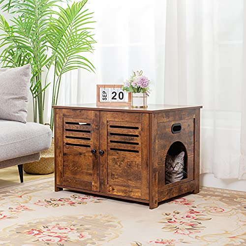 DINZI LVJ Litter Box Enclosure, Cat Litter House with Louvered Doors, Entrance Can Be on Left or Right Side, Spacious… - Image 7