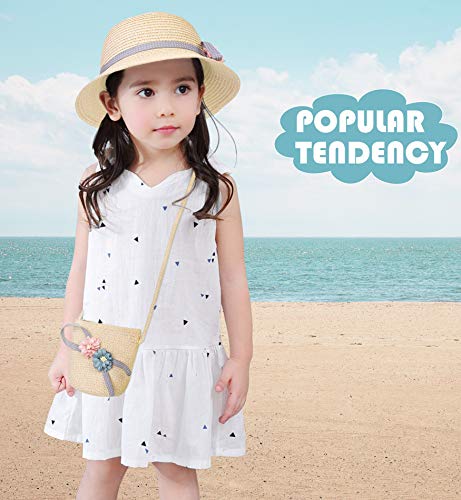 Sumolux Straw Hats Girls Kids Sun Hats Summer Beach Hats Straw Woven Pocket Suit Outdoor Activities #TOP2