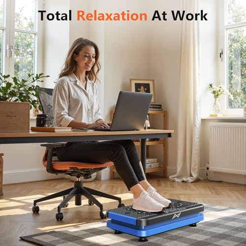 AXV Vibration Plate Fitness Platform Exercise Machine Vibrating Shaking Full Body Shaker Workout Vibrate Stand Shake Board Sport Gym for Weight Loss Fat Burner for Women Men - Thumbnail 4