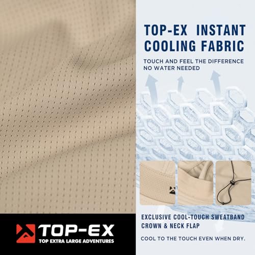 Image of TOP-EX Cooling Sun Hat with Neck Flap - UPF 50+ Wide Brim Breathable Hat for Hiking, Fishing & Big Heads