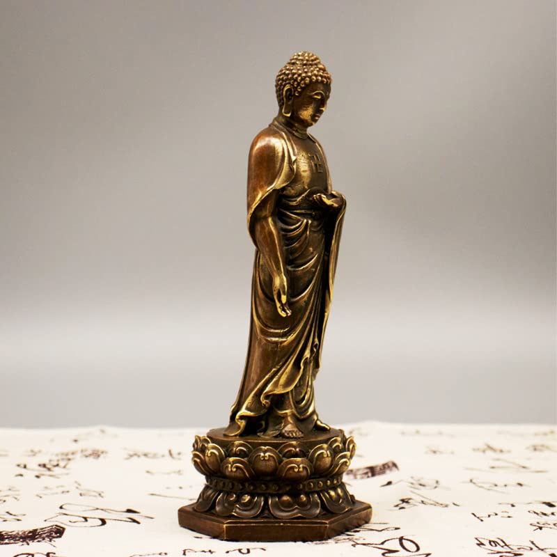 Latón Estatua de Buda de Interior Buda Decoración, Copper Standing Shakyamuni Buddha Statue,Brass Handmade Buddhism Sculpture Feng Shui Figurines Home Study Crafts Decorations