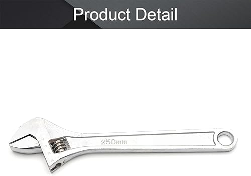 Miniatura 5 de Utoolmart Llave ajustable de apertura de longitud de 10 pulgadas 1.260 in con tratamiento superficial niquelado 1 unids