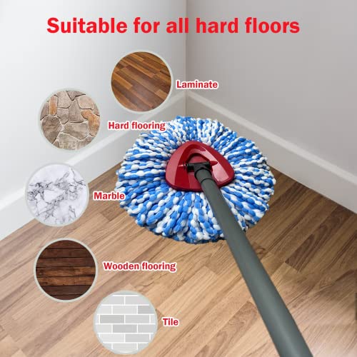 4 Pack Mop Replace Heads Compatible for O Cedar, Spin Mop Refill Head Replacement for RinseClean 2-Tank System - Fluffy Microfiber, Machine Washable and Easy to Replace
